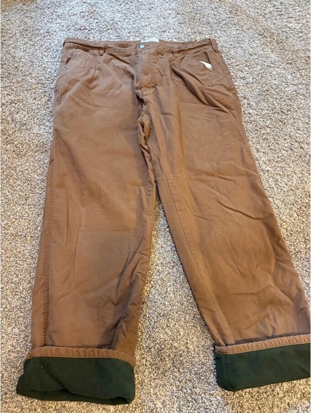 Field & Stream Men's Brown Fleece Lined Work Pants Size 40x32